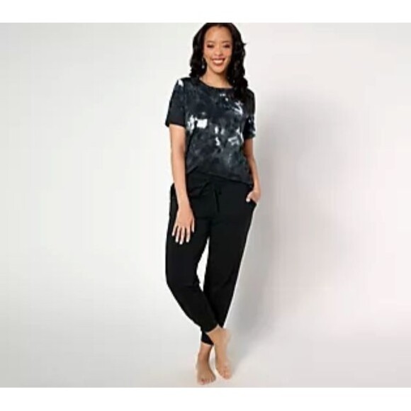 Anybody Other - AnyBody Lounge Regular Cozy Knit Short Sleeve Top & Jogger - Black - XL